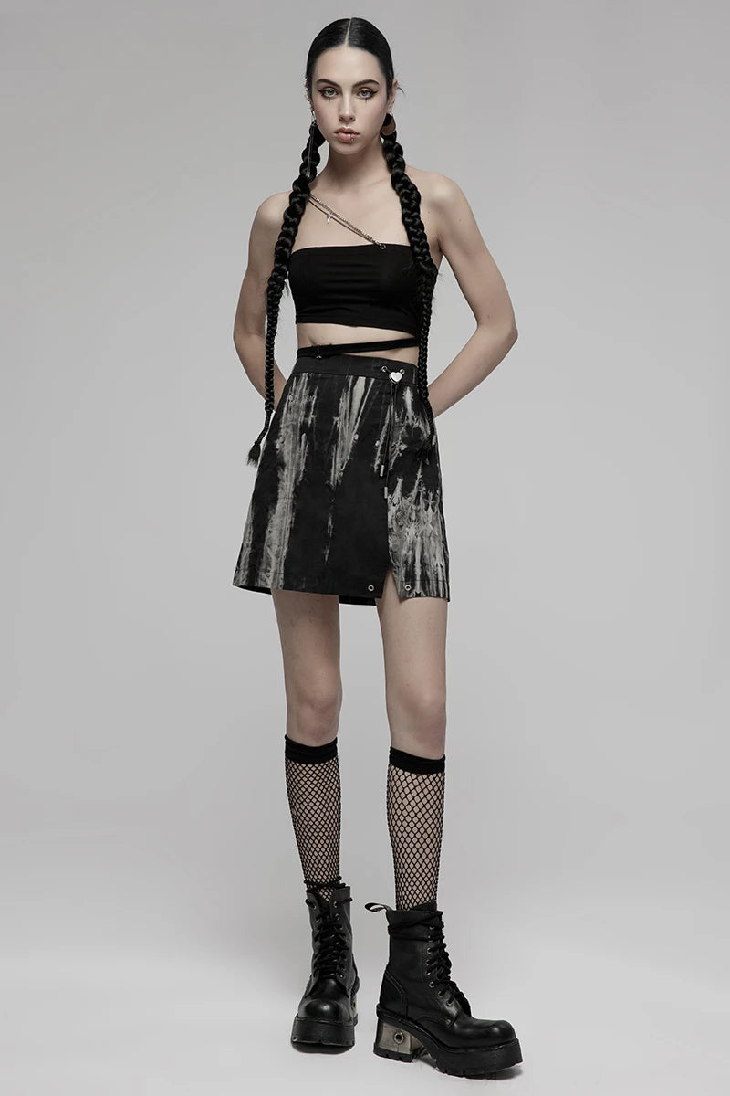 Women's Side Slit Small Sexiness Tie Dyed A-line Mini Daily High Waist Fashion  Skirt