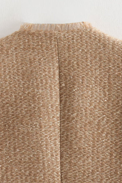 Abrigo corto de tweed de botonadura sencilla