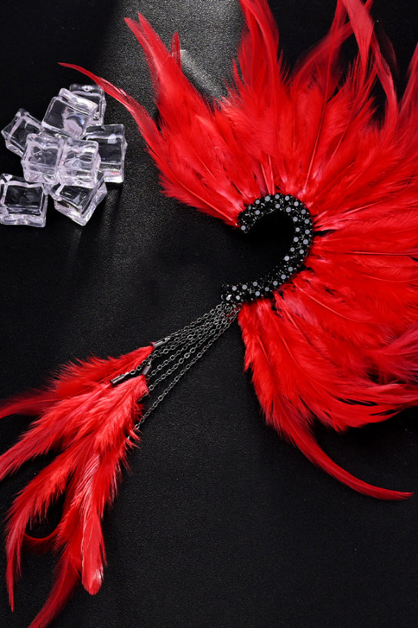 Gorgeous Red Feather Tassel Earrings