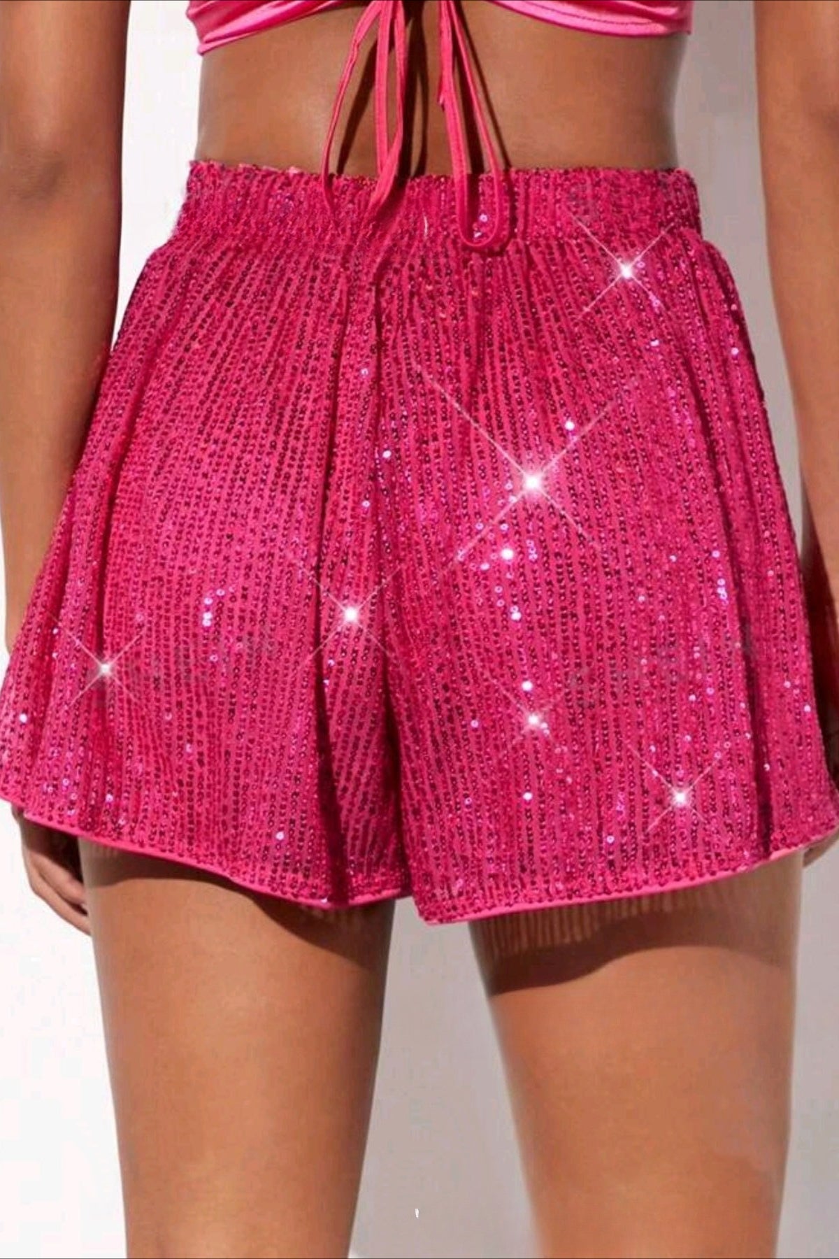 Pantalones cortos negros Y2K de lentejuelas brillantes