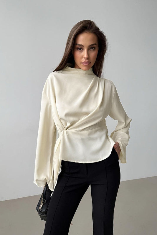 Mandarin Collar Chiffon Blouse