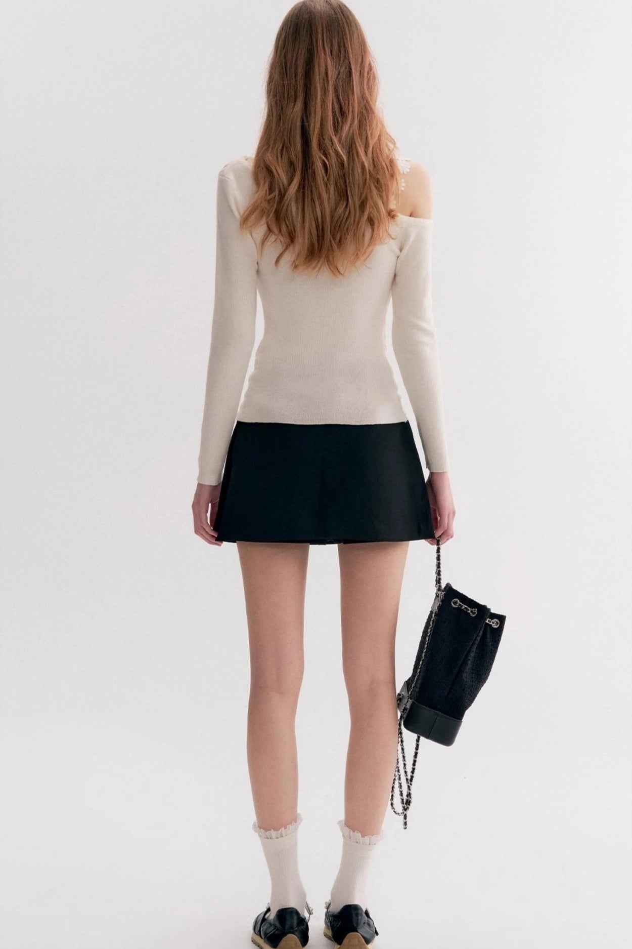 Lace Trim One Shoulder Slim  Long Sleeve Blouse