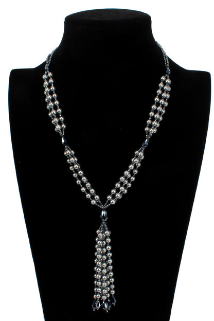 Fashionable Long Pearl Seed Bead Necklace