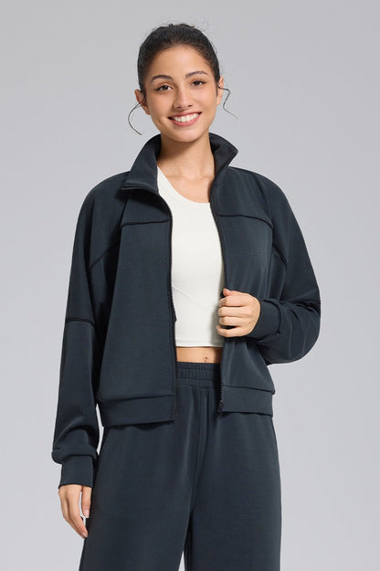 Chaqueta cárdigan con cremallera, suelta, deportiva, para exteriores, yoga, manga larga