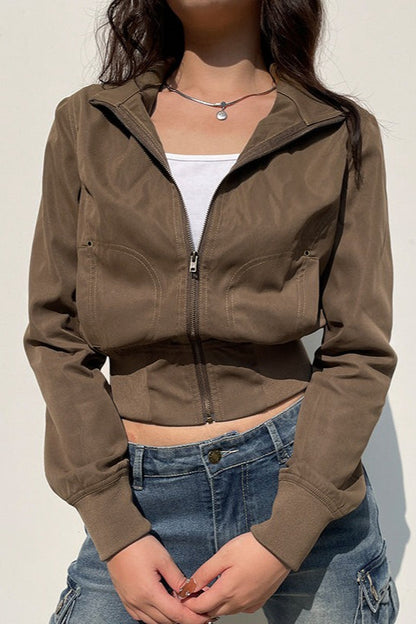 Retro Zip Front Slim Jacket