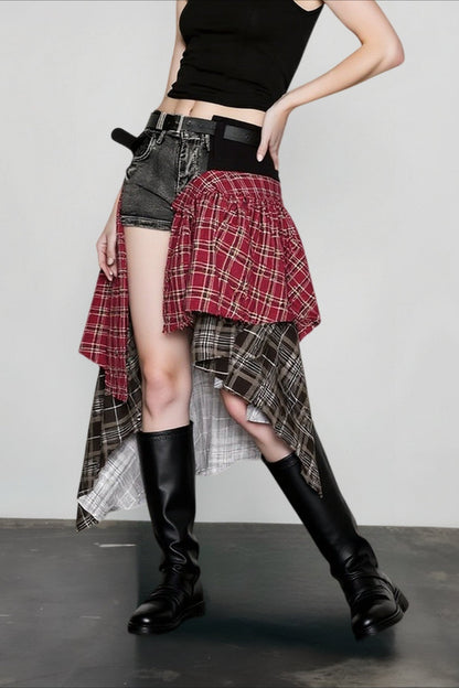 Tartan Wide Waistband Bodycon Skirt