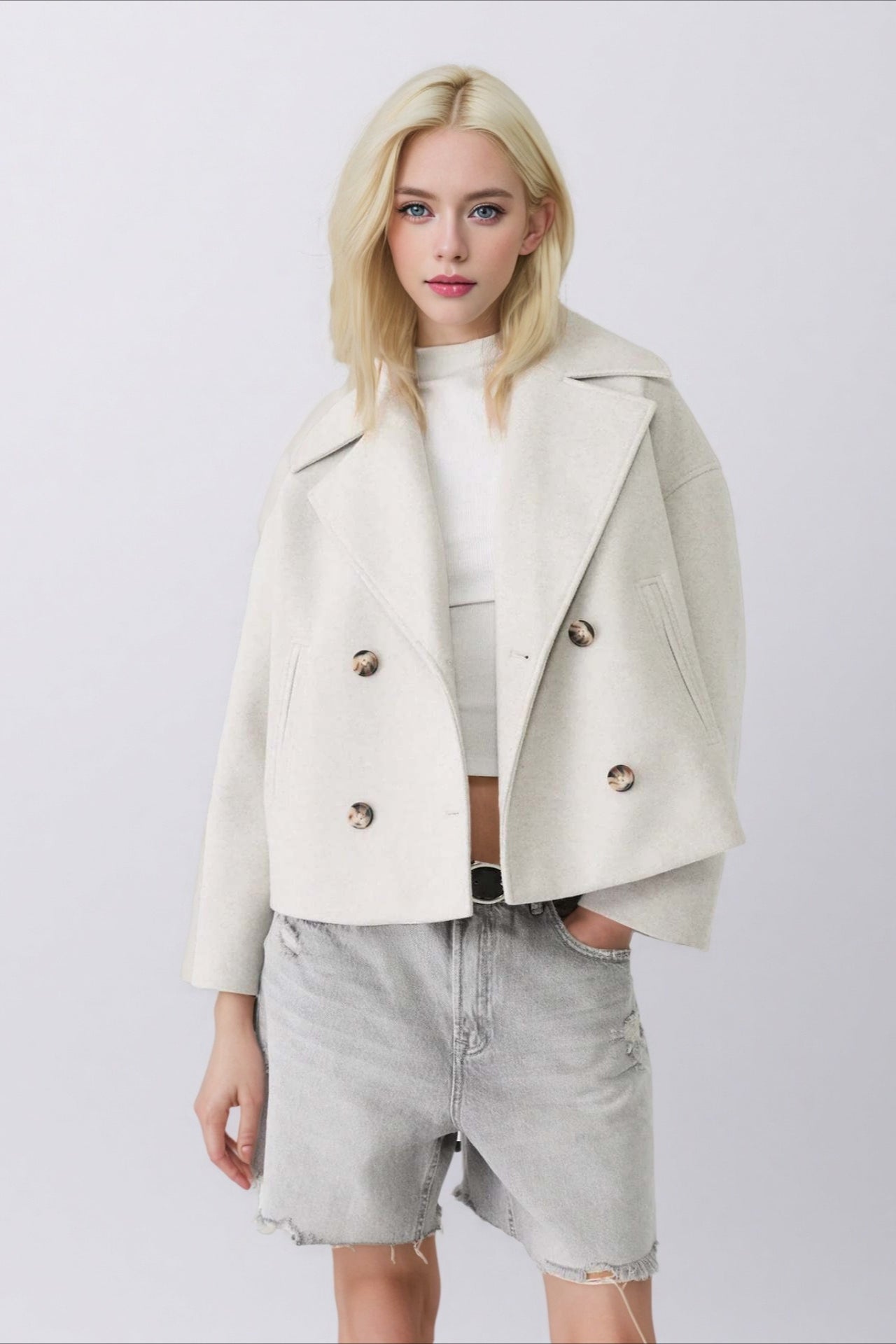 Chaqueta de mezcla de lana con solapa oversized