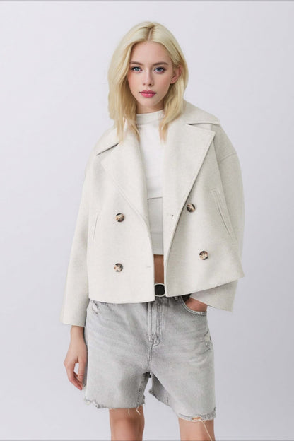Chaqueta de mezcla de lana con solapa oversized