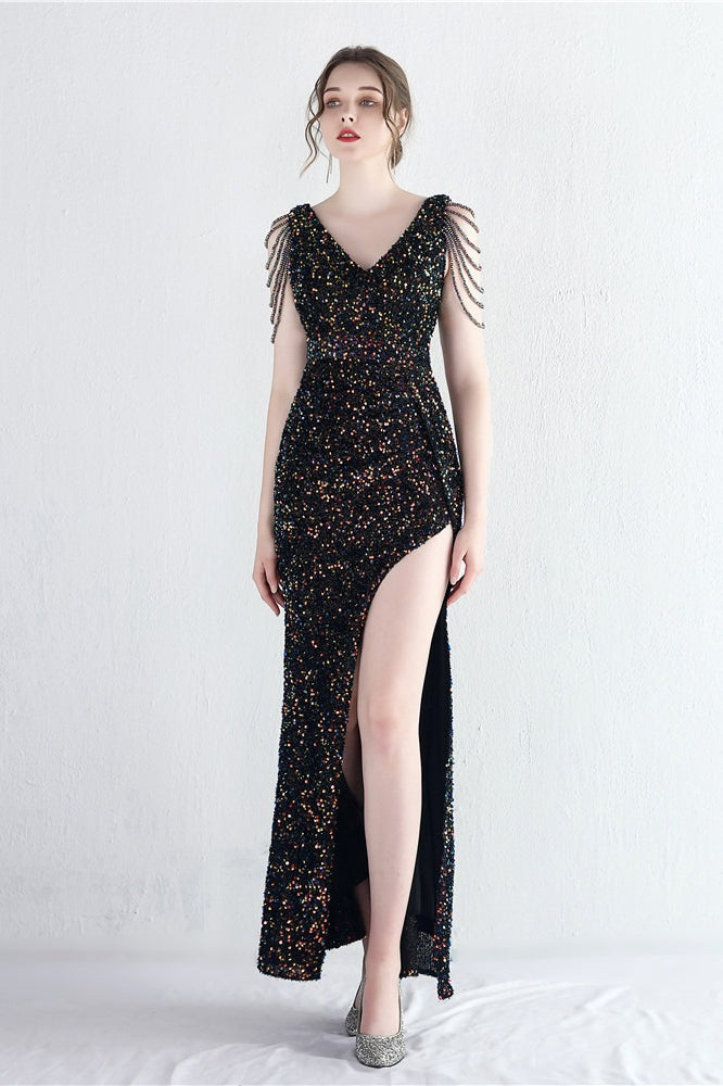 Vestido de Gala Sirena con Cuentas Distintivas