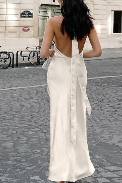Satin Halter Mermaid Reception Dress