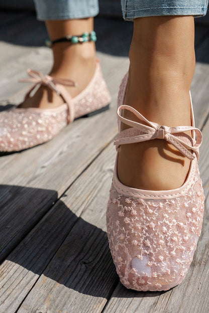 Fashionable Embroidered Square-toe Flat Casual Shoes