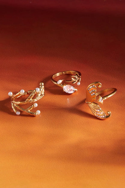 Ocean-themed Diamond-encrusted Fashion Open Ring
