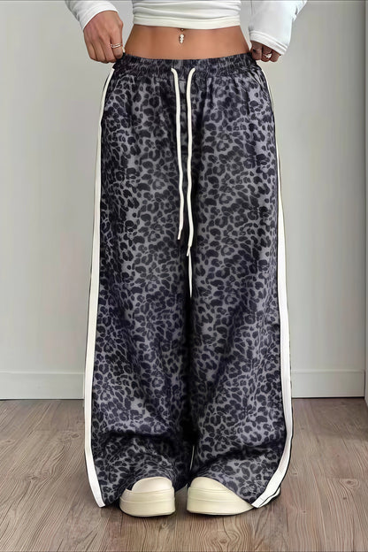 Pantalones Casuales Empalmados con Estampado de Leopardo