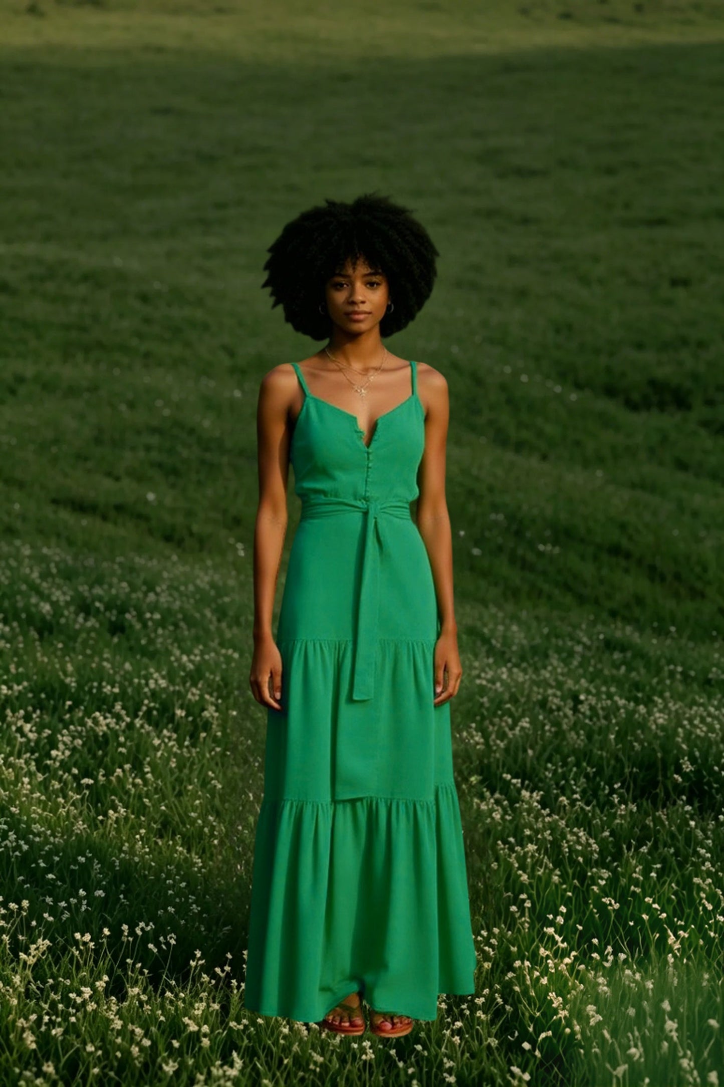 DressBetty - Elegant V Neck Tunic Ruffles Maxi Dress