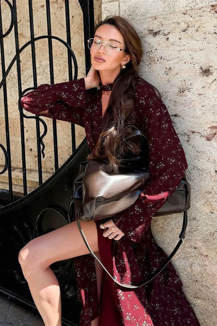 Slim Fit V Neck Chic Floral Dress