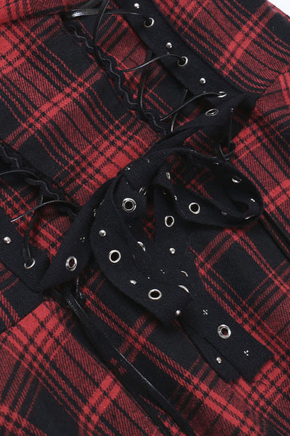 Lace-Up Waist Mini Gothic Dress