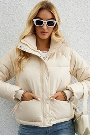 Chaqueta Puffer Corta con Cuello Mandarín Relaxed