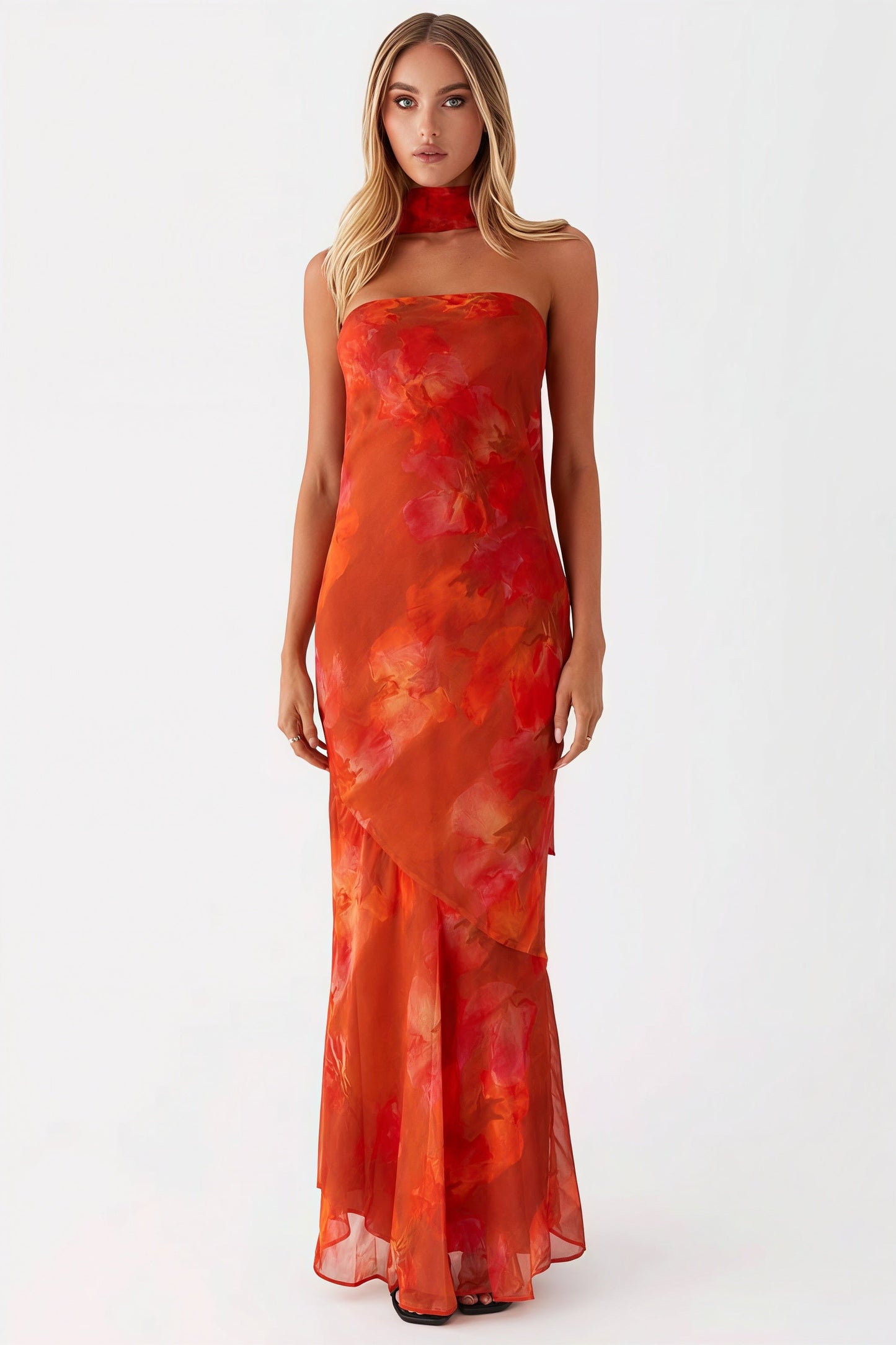 Vestido largo de cola de pez con estampado floral para vacaciones