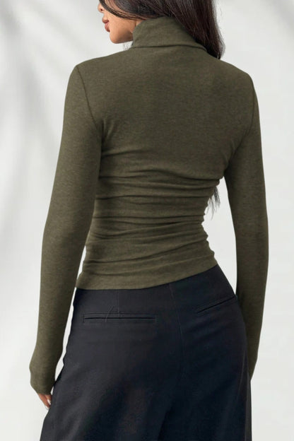 Elegant Fitted Long Sleeve Turtle Neck Knit Top