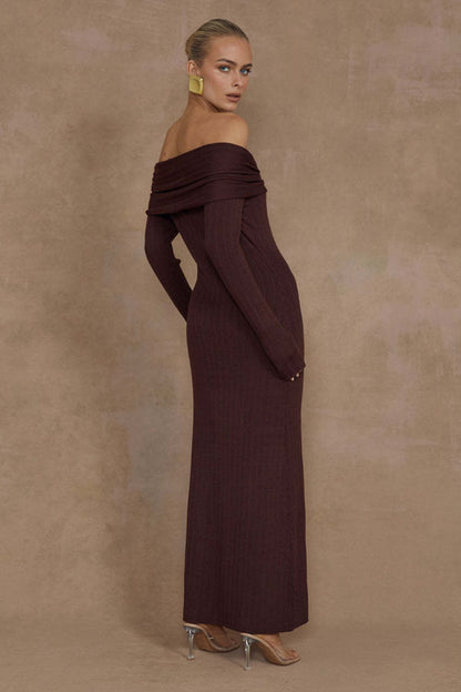 Elegant Off Shoulder Knit Sweater Dress