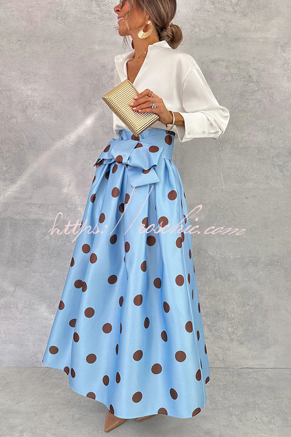 Moonlight Elegance Satin Button Up Long Sleeve Relaxed Blouse