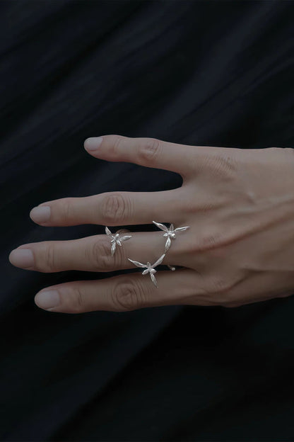 Elegant Chinese-style 3D Orchid Open Ring