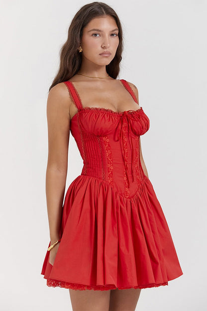 Minivestido con corsé de ballet y tirantes