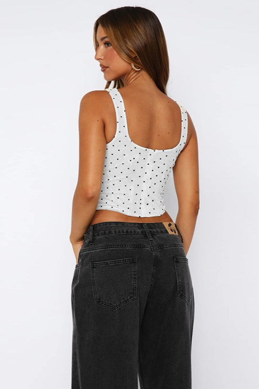V-Neck Polka Dot Bustier Corset