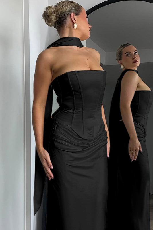 Slimming Square Neck Waist-Cinched Party  Dress