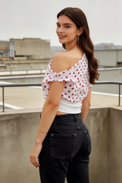 Polka Dot Off Shoulder Cami Top