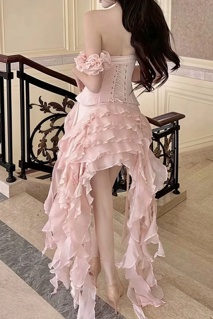 Minivestido fluido halter con borlas y bajo irregular
