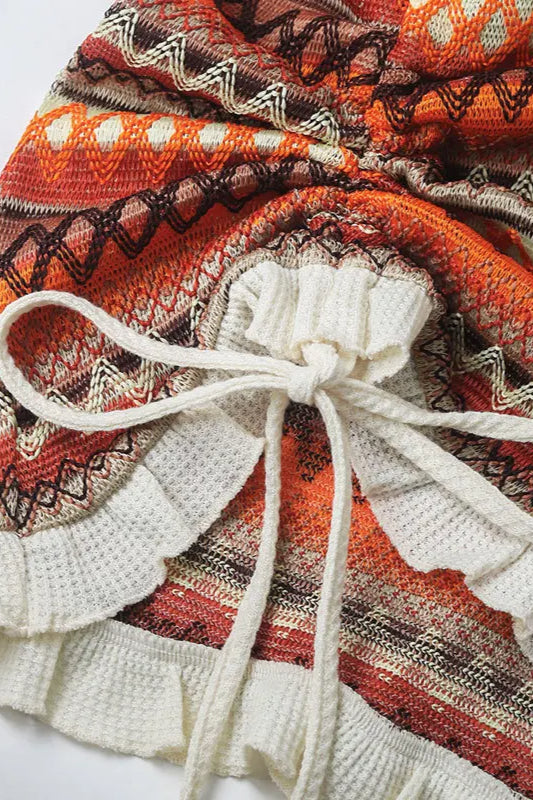 Vestido Bohemio de Punto con Tiras Coloridas
