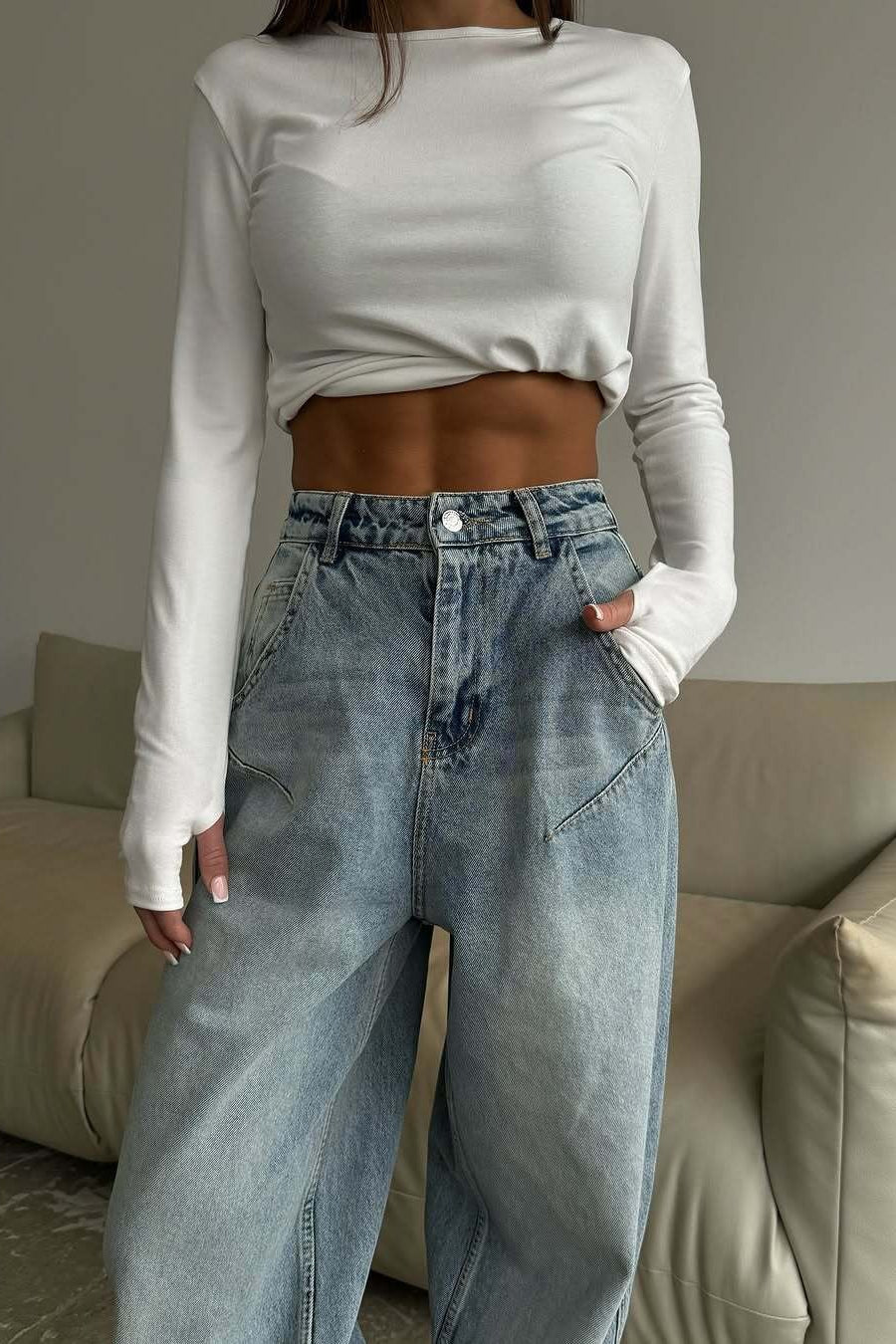 Vintage Low Rise Washed Jeans