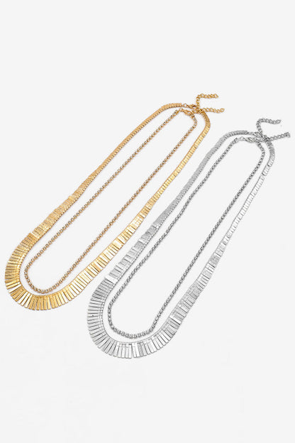 Fashionable Multi-layered Metal Necklace with Full Diamonds