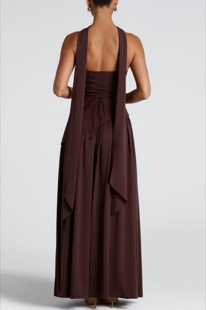 Color Block  Strapless Off Shoulder Slim Formal Dress