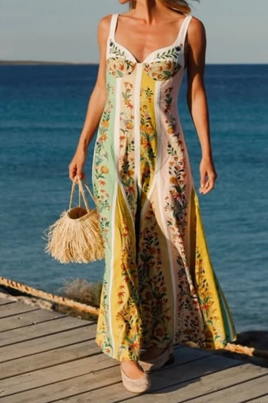 Vestido bohemio halter con estampado floral