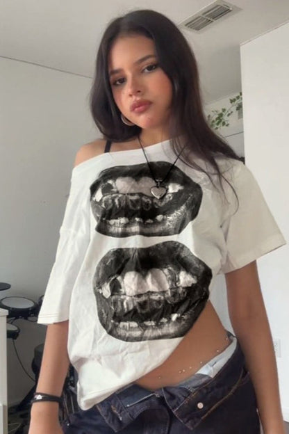 Edgy Graphic Slouchy Tee T-Shirt