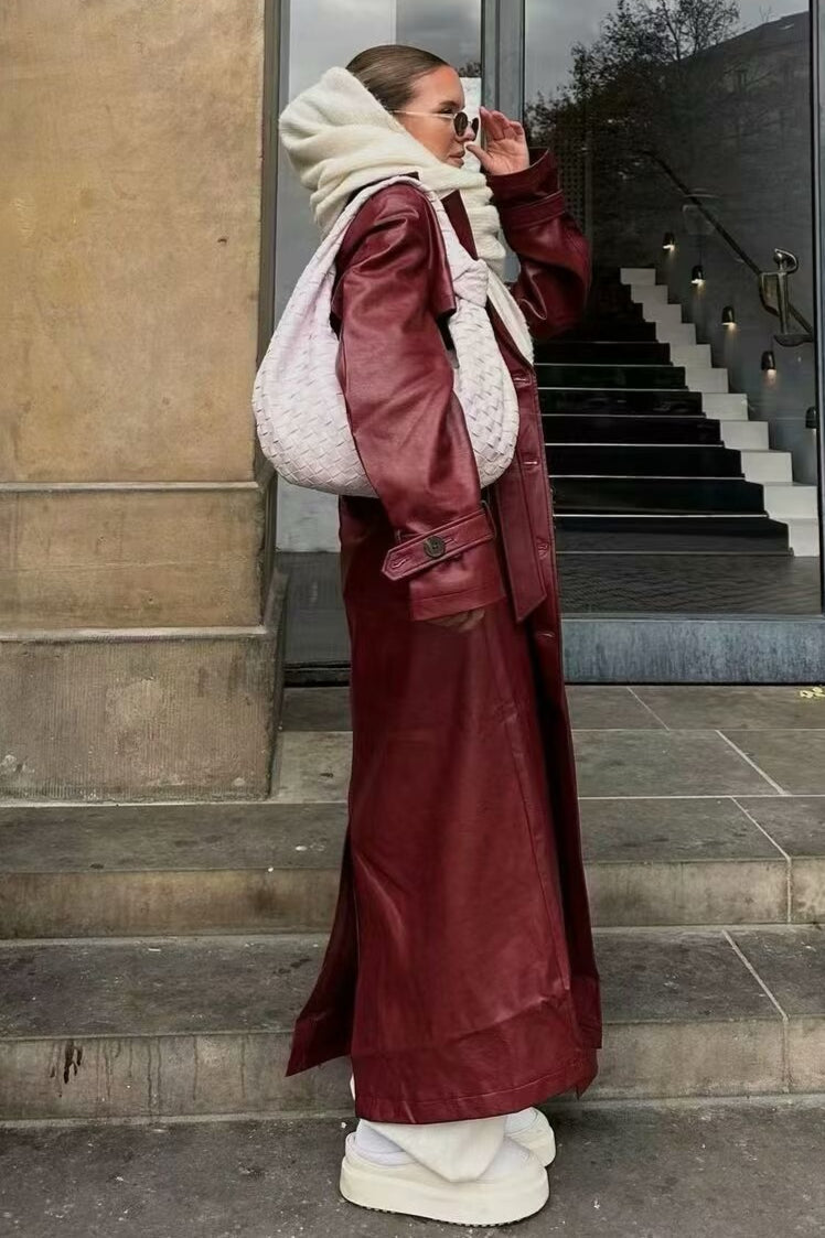 Gabardina suelta de piel
