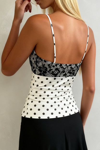 Satin Polka Dot Lace Cami Top