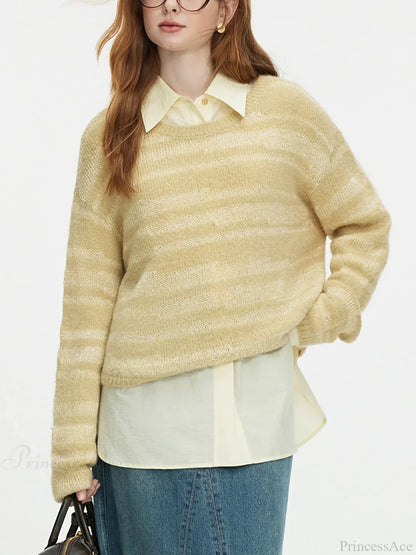8.7% Wool Round Neck Drop Sleeve Sweater