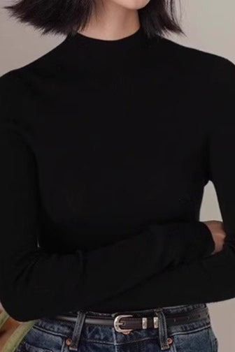 Wool Blend Mock Knit Top