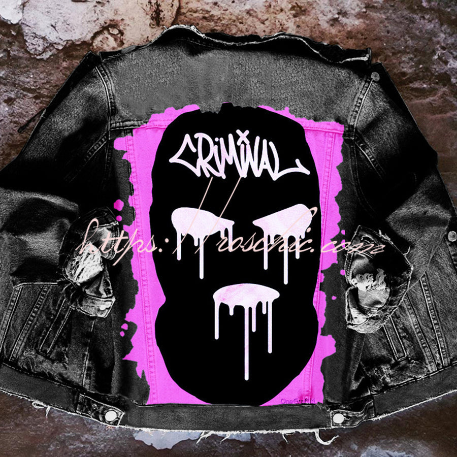 Halloween Print Long Sleeve Denim Jacket