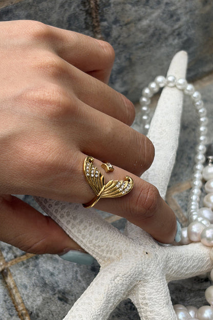 Ocean-themed Diamond-encrusted Fashion Open Ring