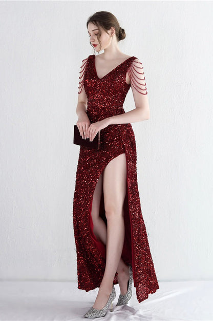 Vestido de Gala Sirena con Cuentas Distintivas