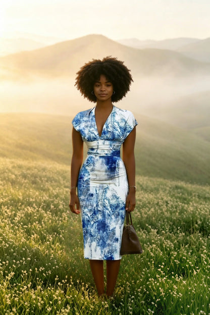 DressBetty - 2024  V Neck Sleeveless Wrap Dress Elegant Plaid Midi Dress
