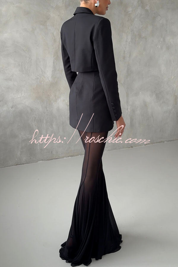 Deep Chic Mesh High Rise Elastic Waist Fishtail Stretch Pants