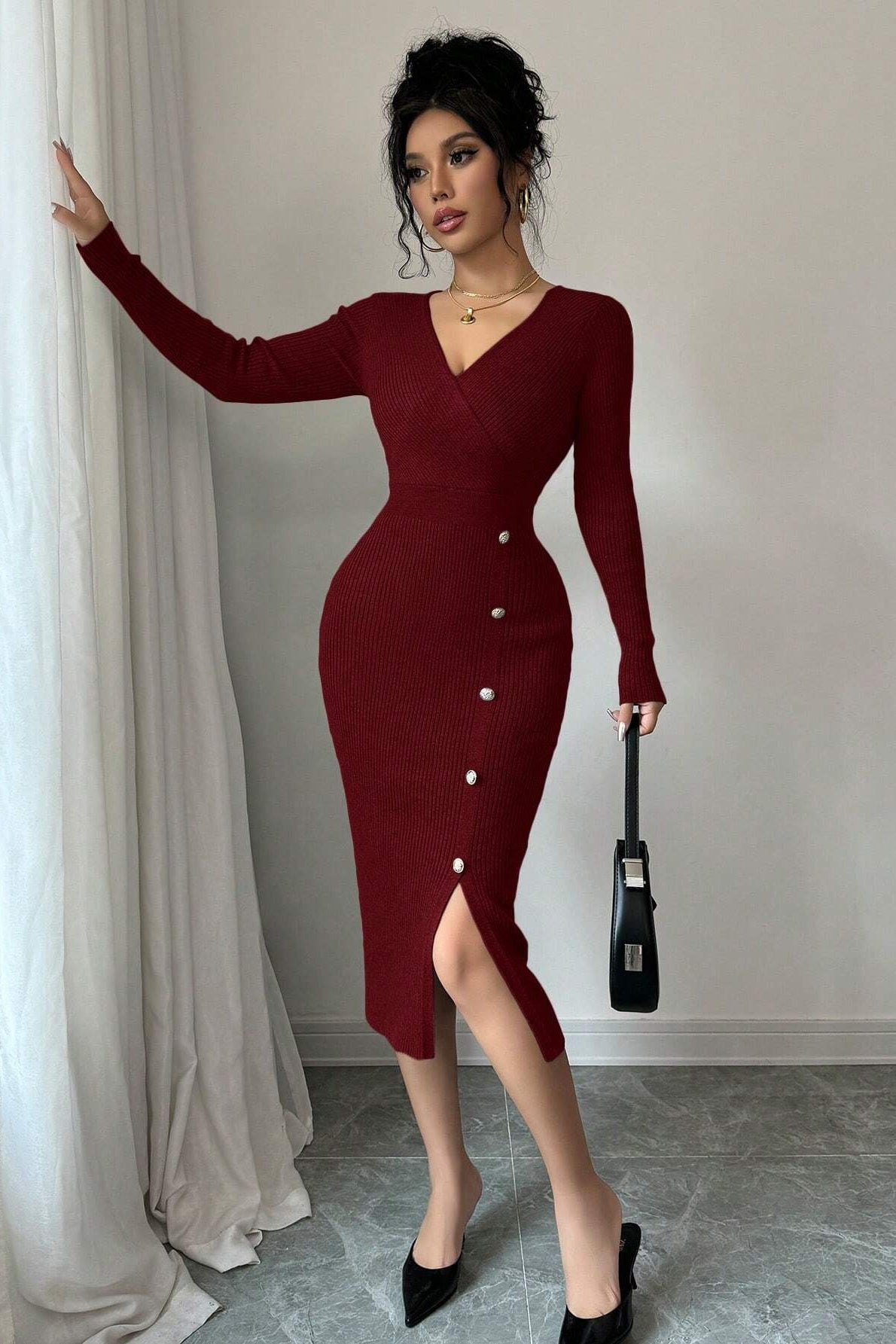 Vestido de punto midi ajustado