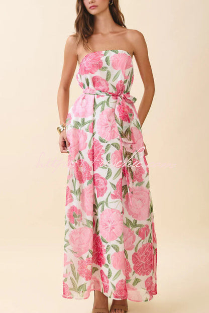 Floral Print Sleeveless Off-shoulder Loose Casual Maxi Dress
