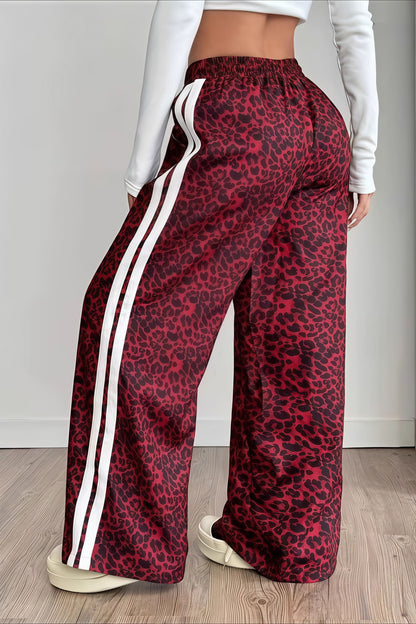 Pantalones Casuales Empalmados con Estampado de Leopardo