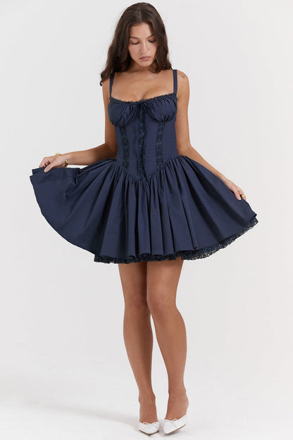 Allure Lace Trim Solid Slip Dress